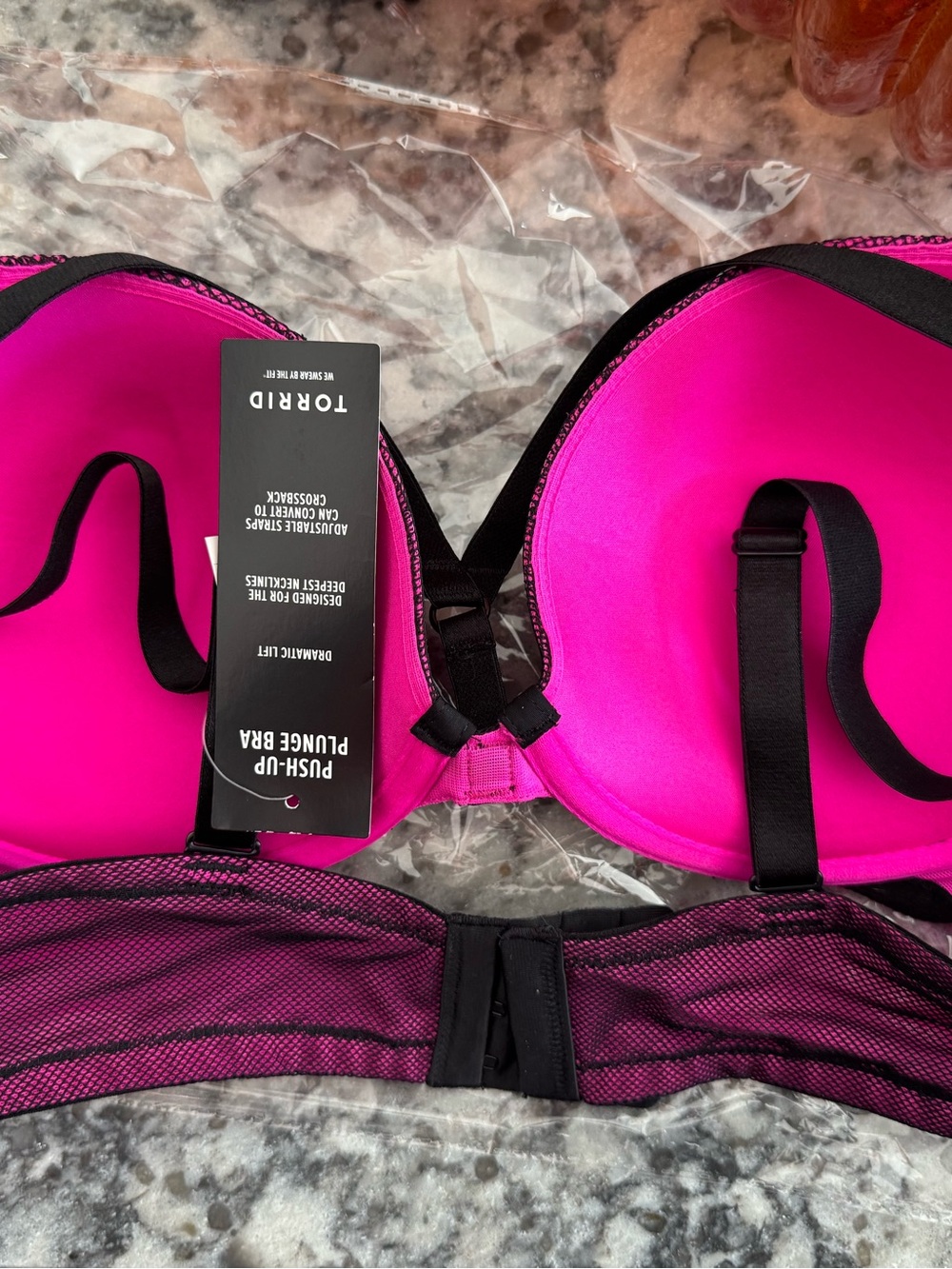 torrid Hot Pink Fishnet Bra with Black Trim - Picture 4 of 5